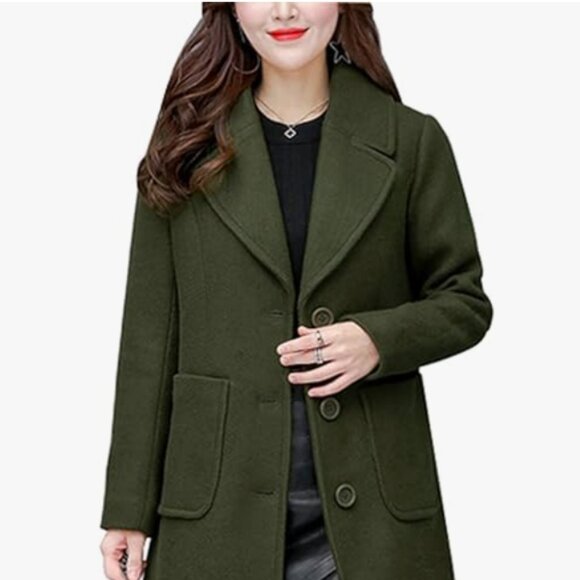 chouyatou Women's Big Notch Lapel Single Breasted Mid-Long Wool Coat Size XS - Picture 1 of 6